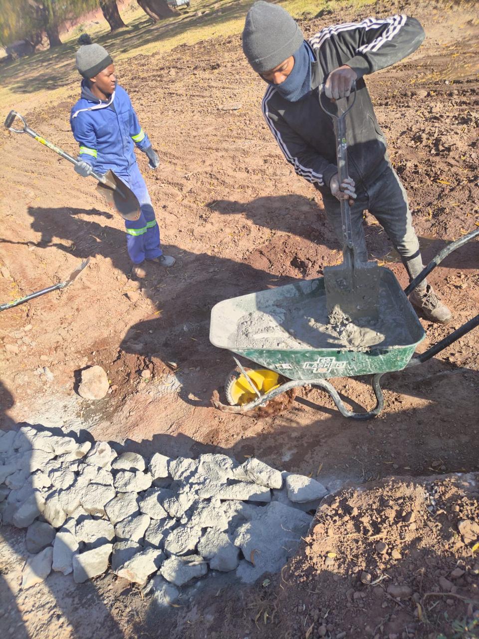 Concrete mixing and civil works on site